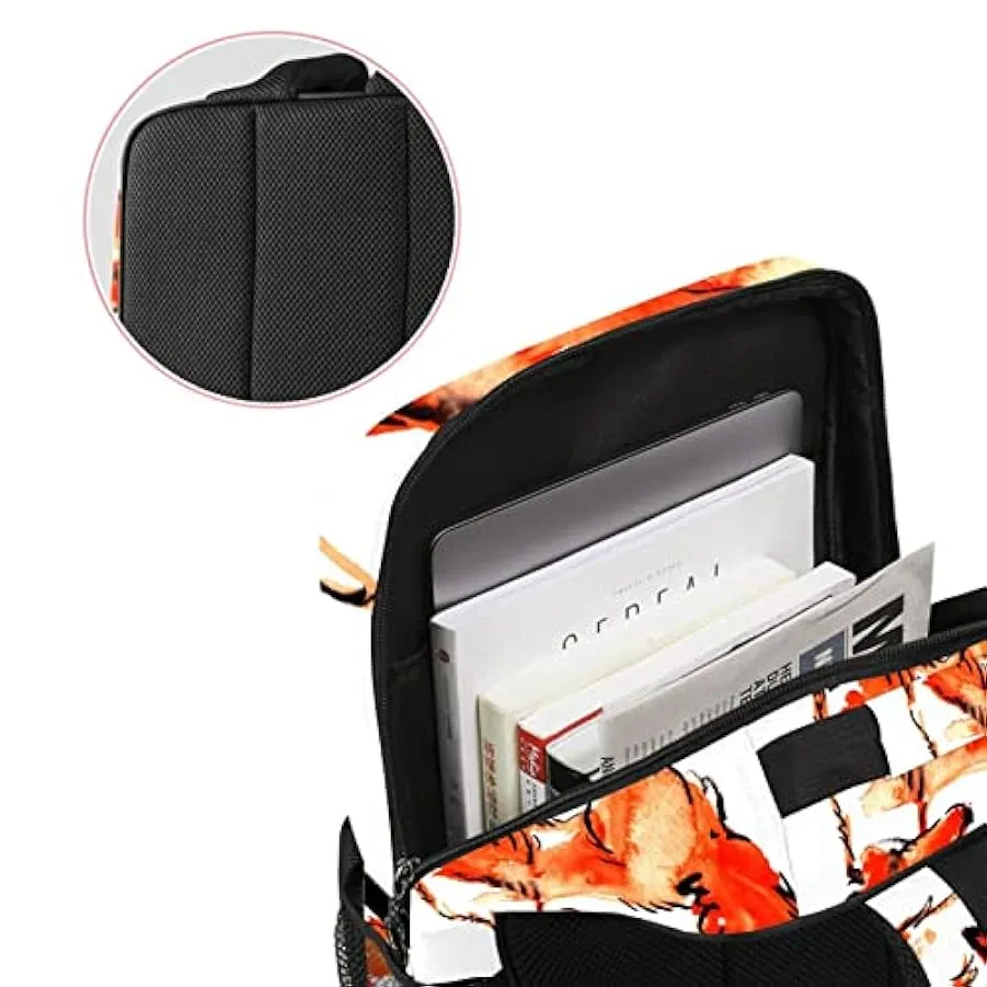 suojapuku Zaino da donna per college,borsa da viaggio zaino classico,ritratto disegnato a mano di volpe,Zainetto casual leggero 