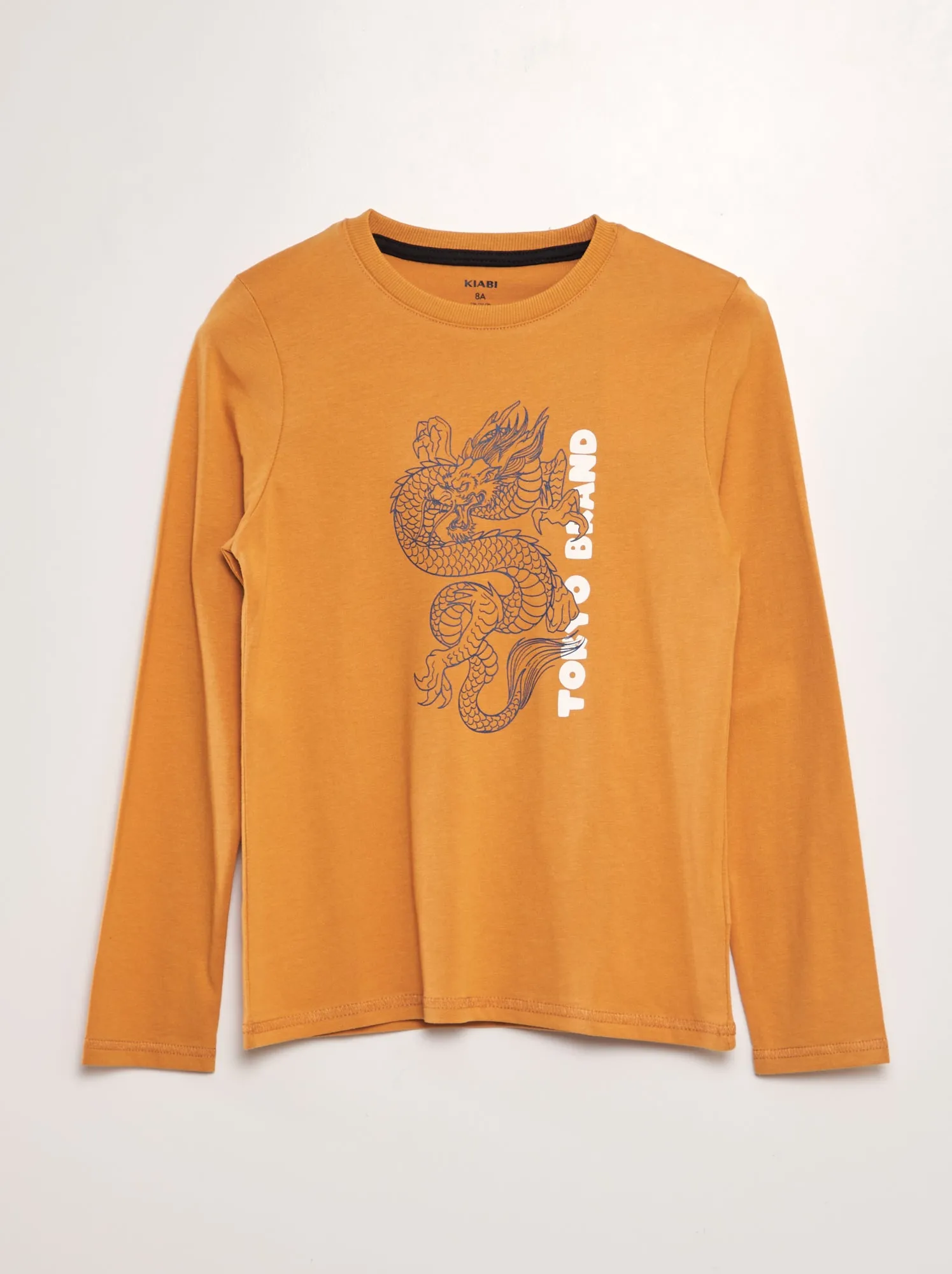 T-shirt in cotone a maniche lunghe - GIALLO