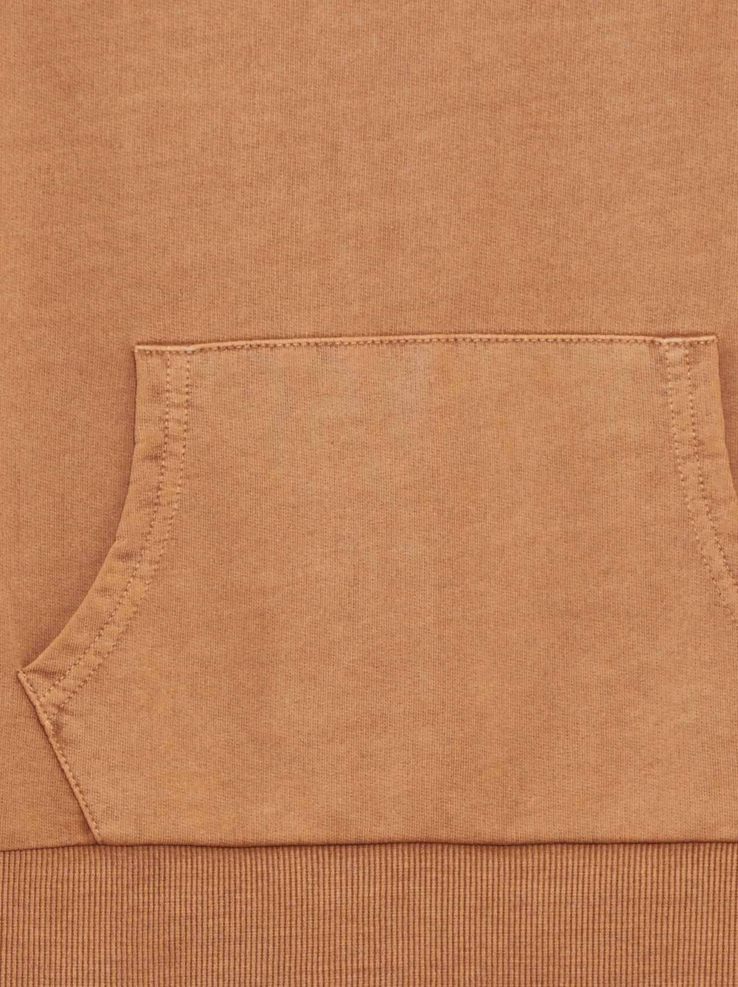 T-shirt spessa in cotone con tasca a marsupio - MARRONE