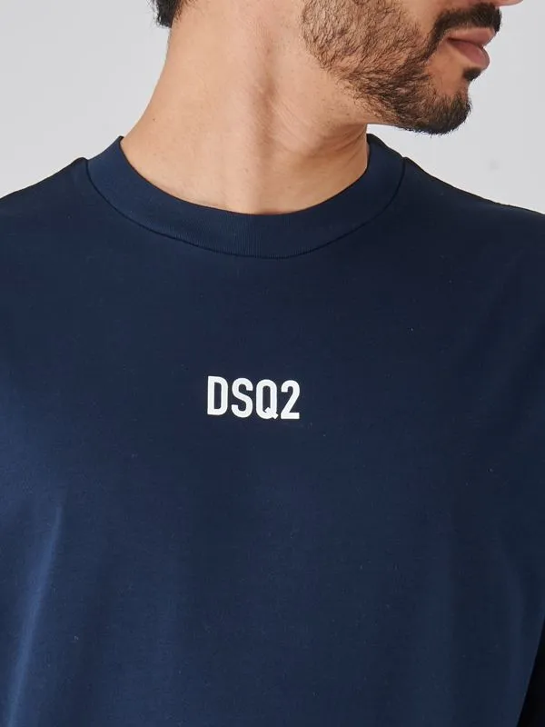 T-shirt uomo Dsquared2 oversize in cotone con logo Navy