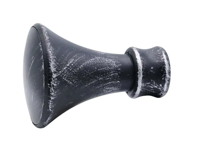 Terminale per bastone tenda in metallo Trumpet nero 2 pz