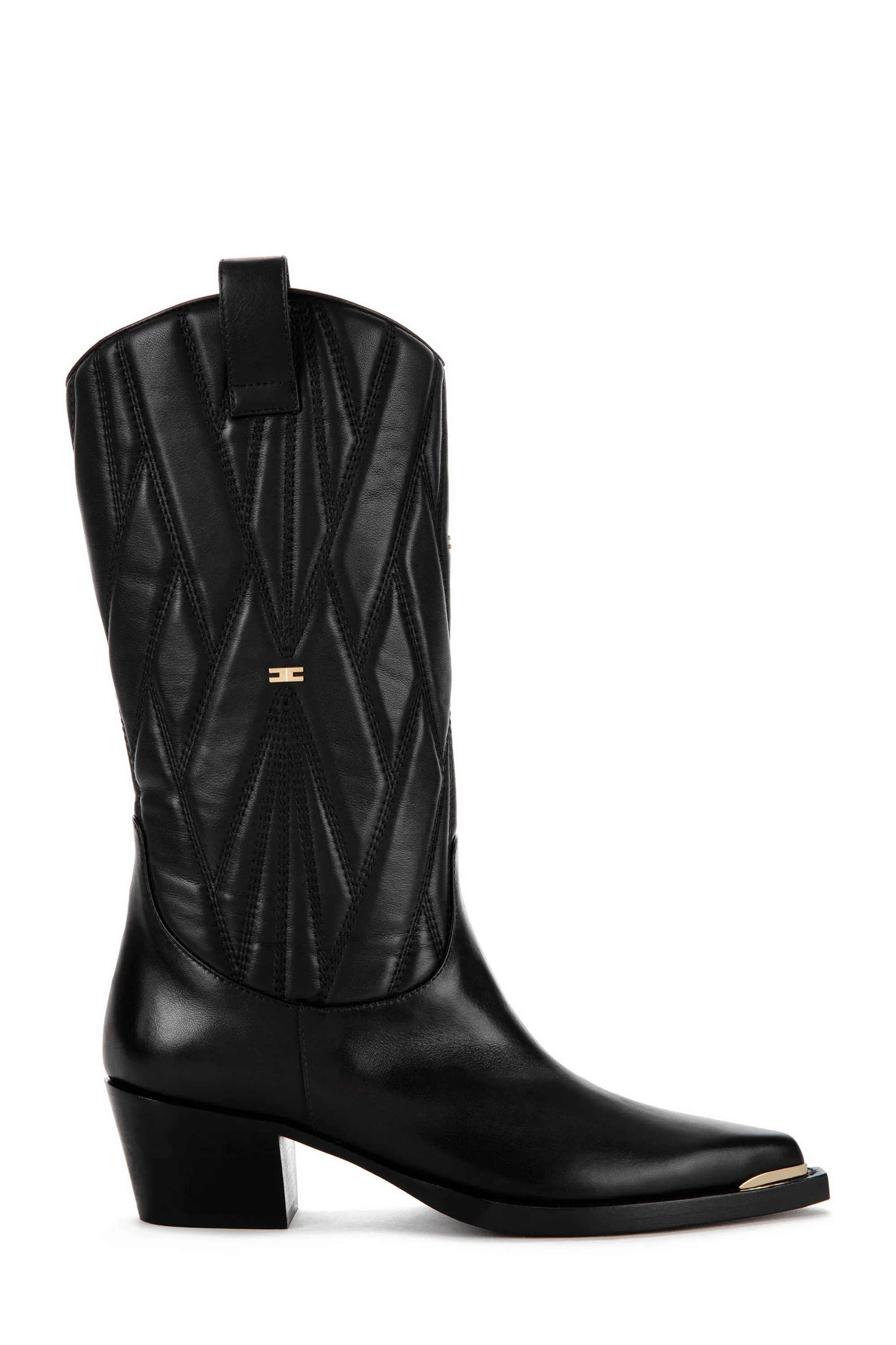 Texano con gambale ricamato e puntalino oro