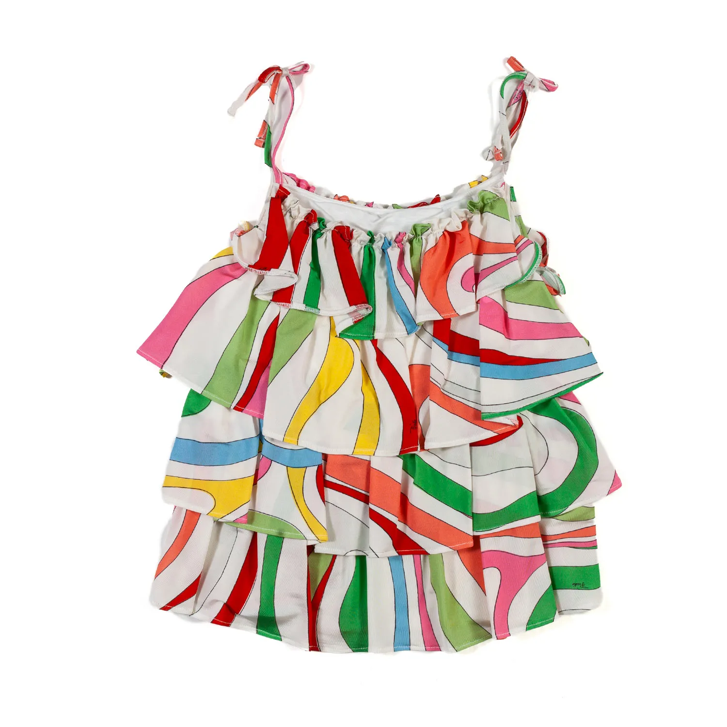 Top A Balze Bianco E Multicolor Bambina E Ragazza