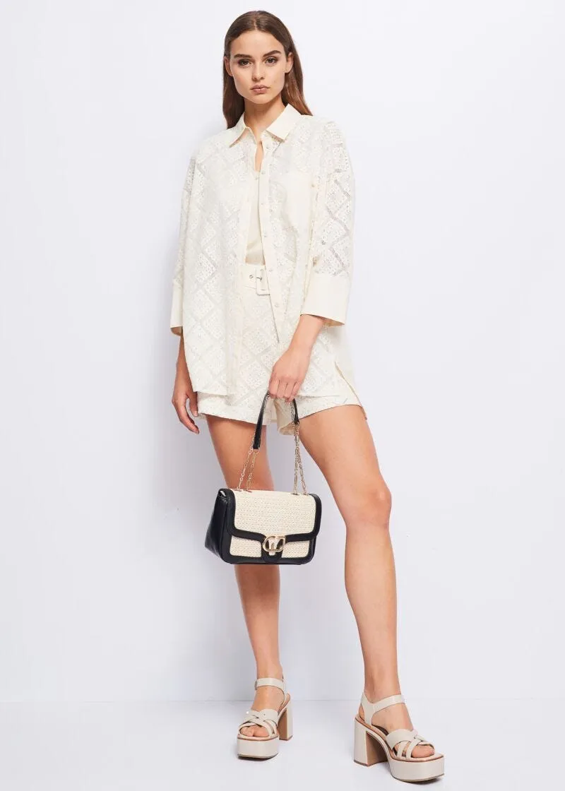 Top con bordi in maglia
