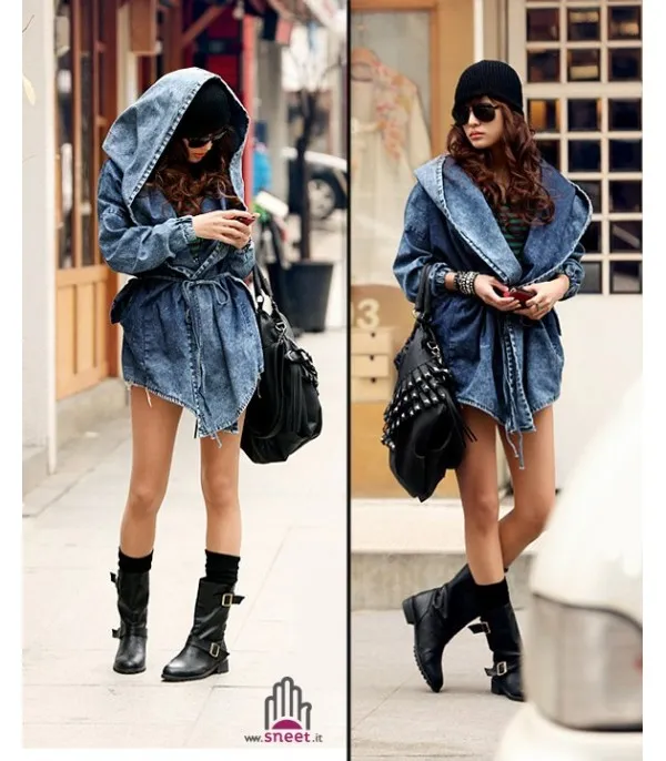 Trench jania in denim blue