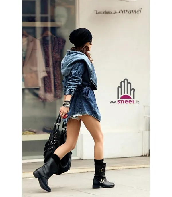 Trench jania in denim blue