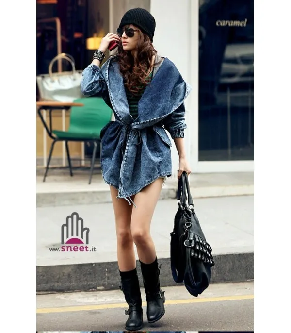 Trench jania in denim blue