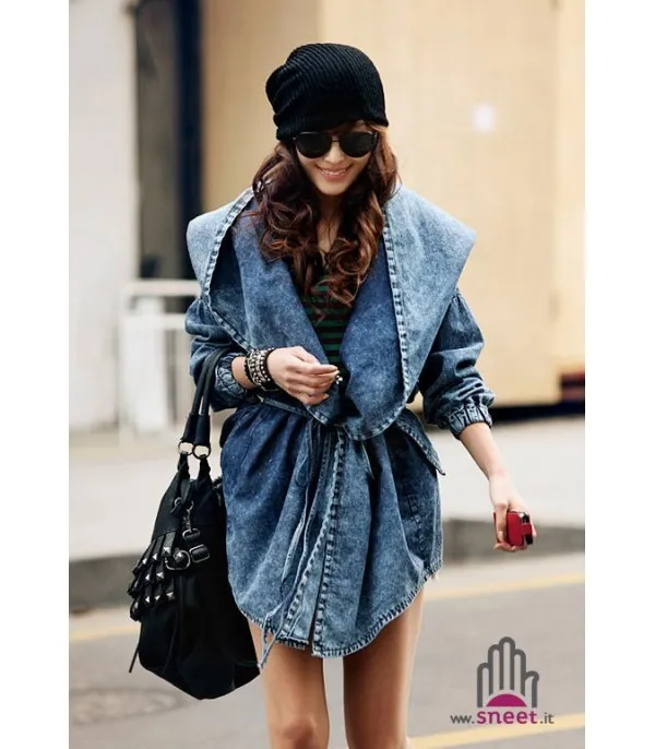 Trench jania in denim blue