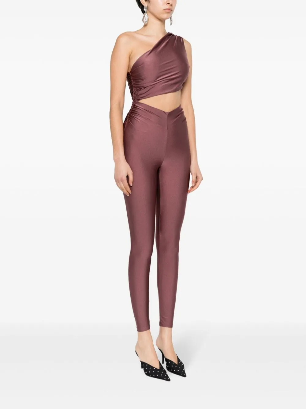 Tuta intera monospalla in viola - donna