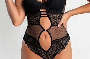Tuta intera sexy con scollo Cambutal, nera