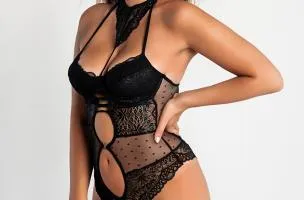 Tuta intera sexy con scollo Cambutal, nera