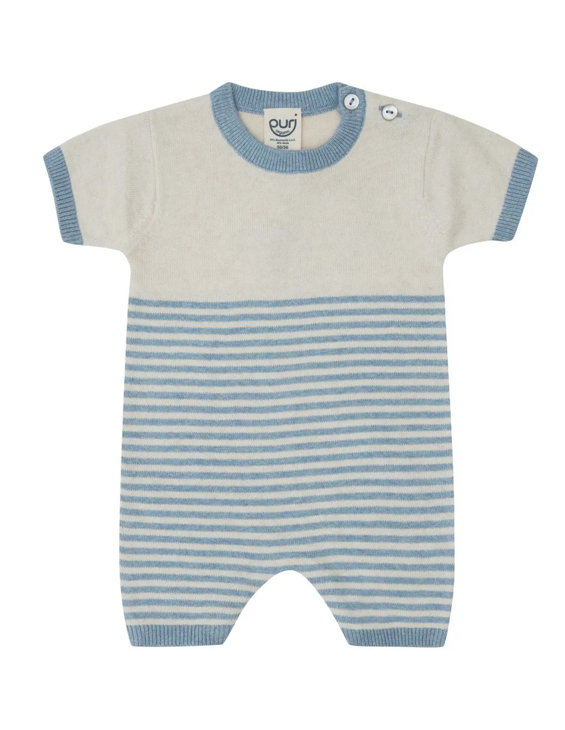 TUTINA BABY MANICA CORTA A RIGHE IN COTONE-SETA