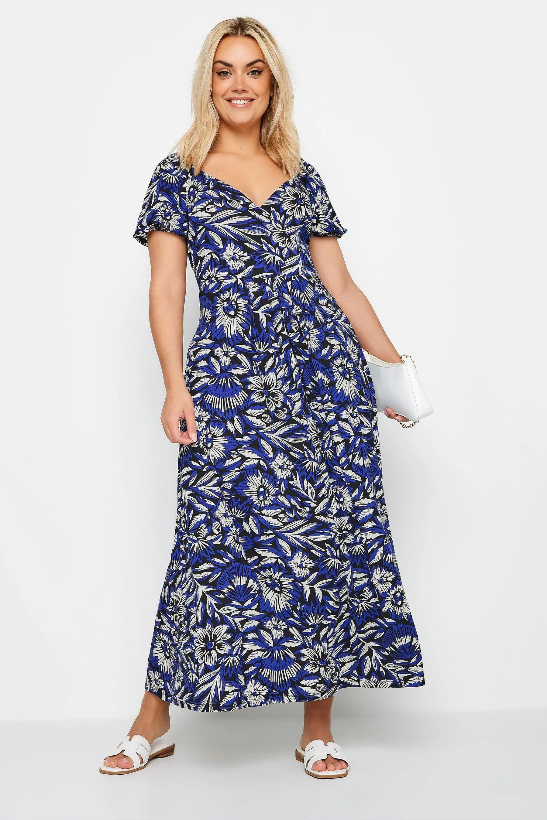 Yours Curve Floreale Stampa - Abito maxi a balze