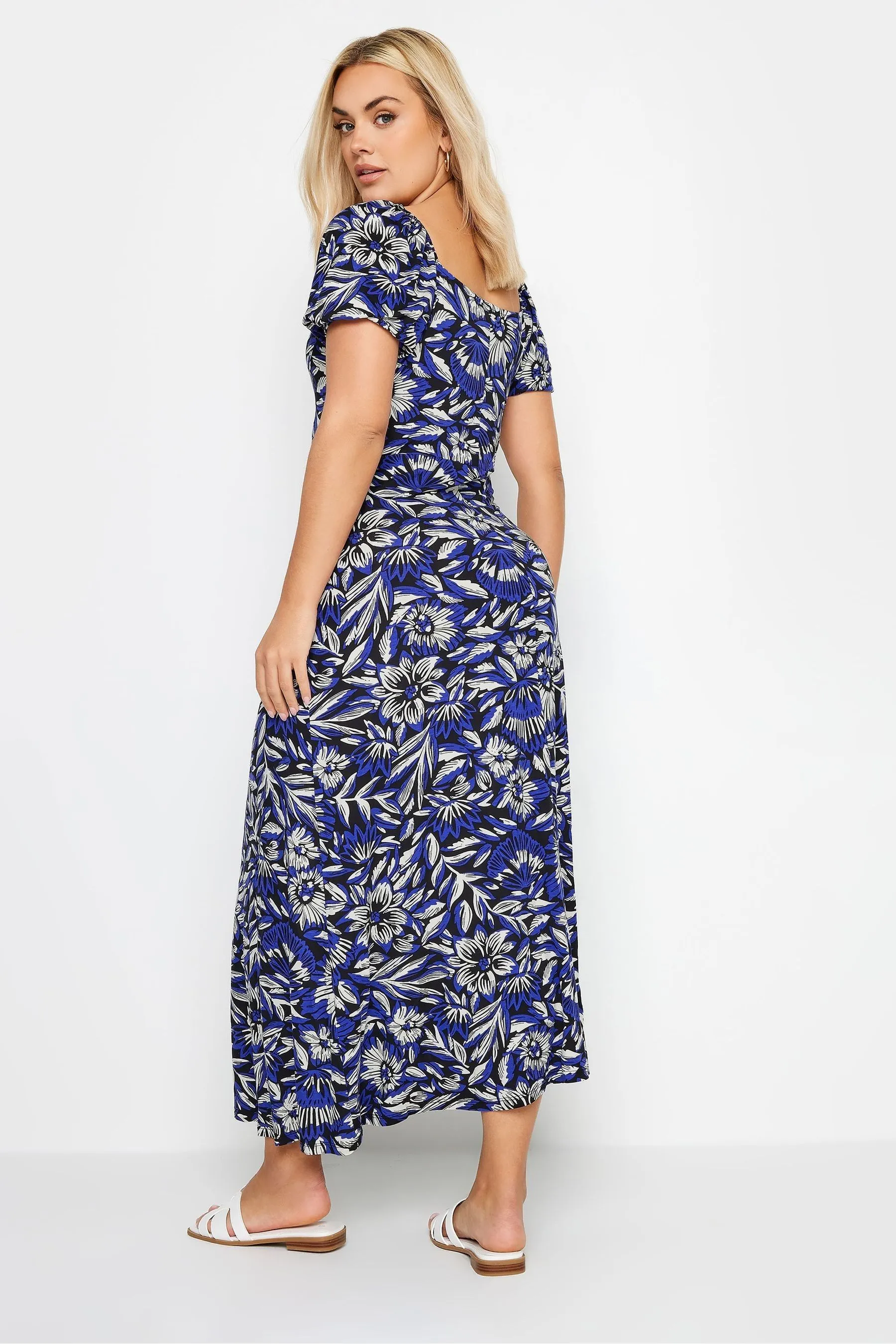 Yours Curve Floreale Stampa - Abito maxi a balze