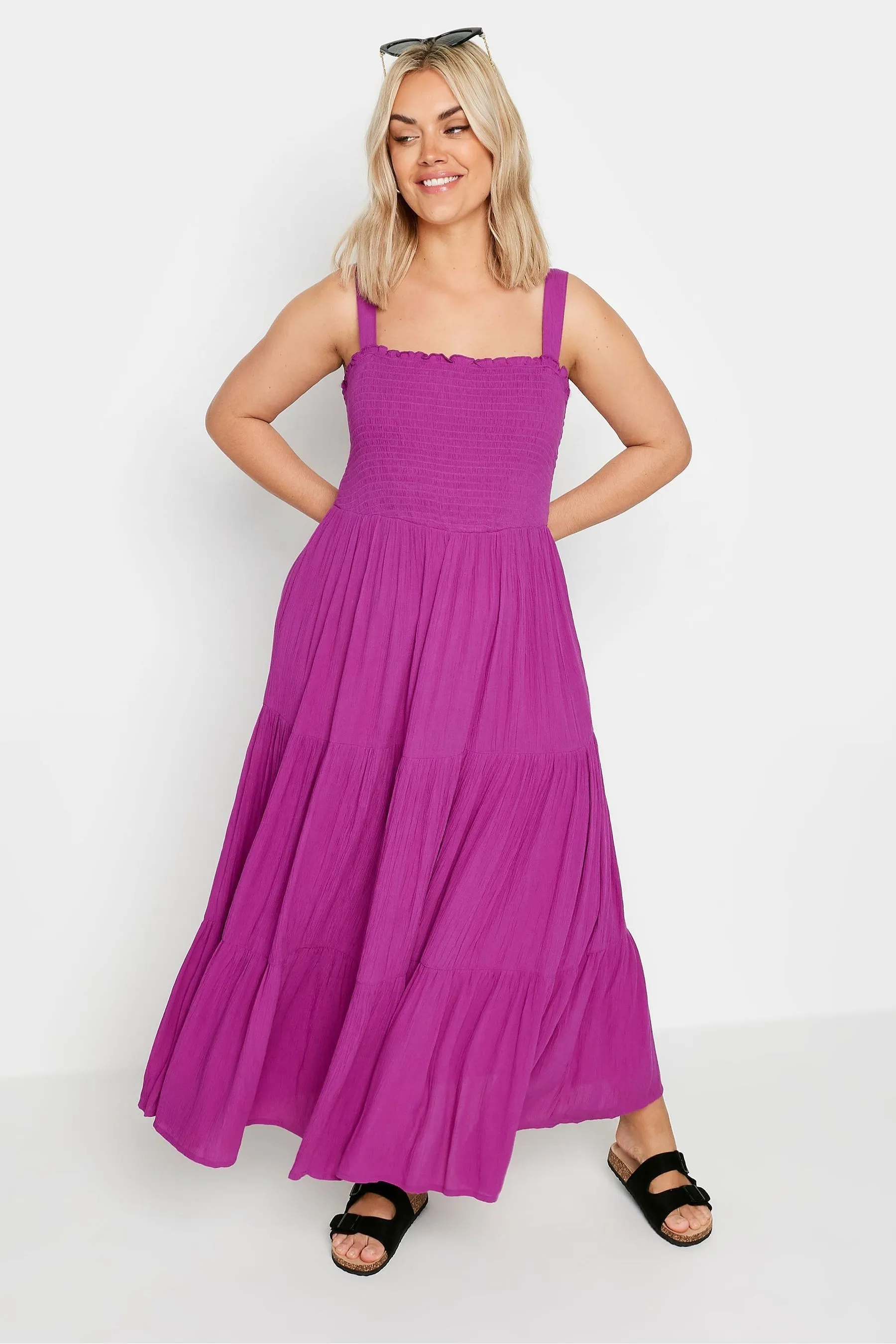 Yours Curve YOURS Curve - Blu - Abito maxi a balze verde acqua