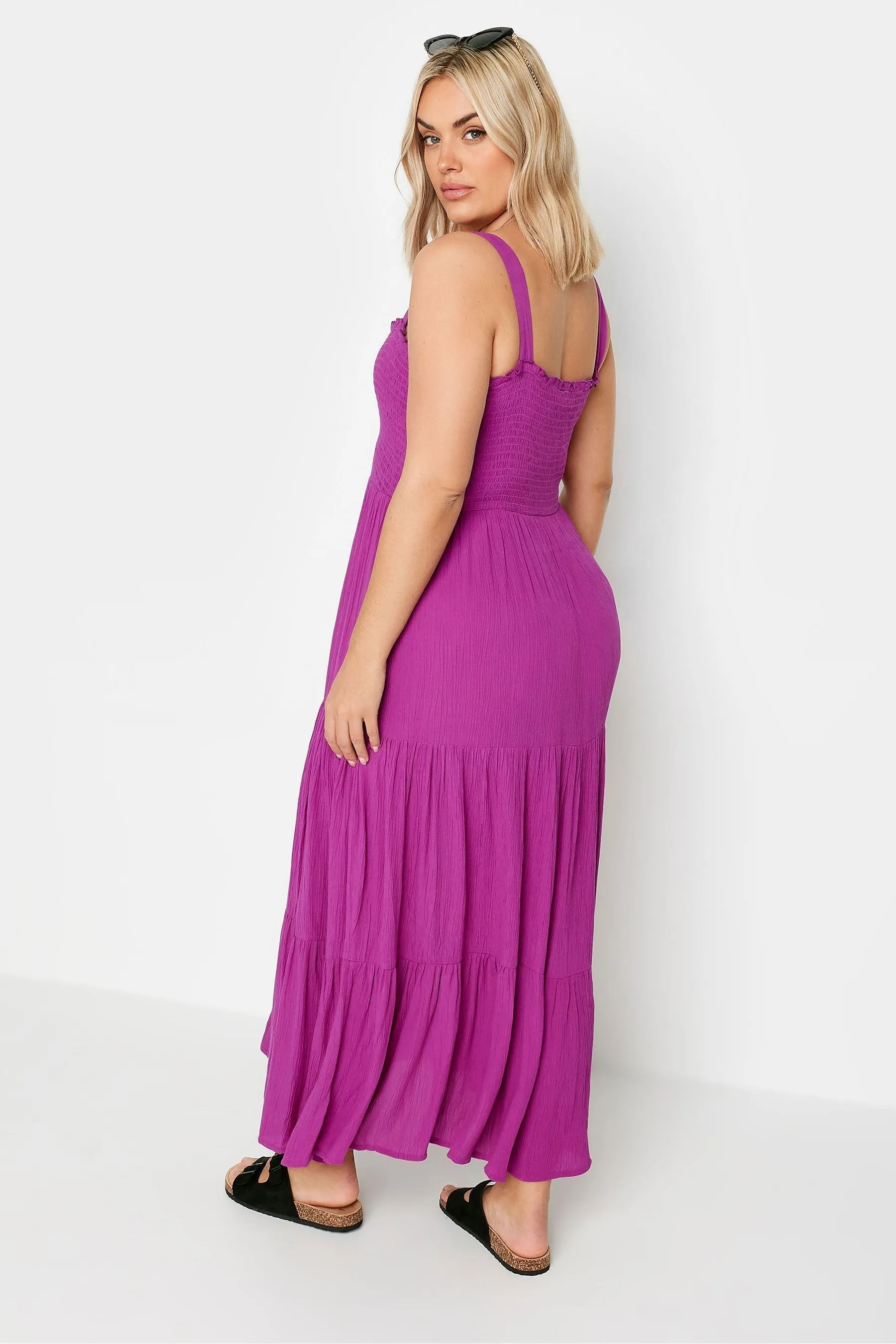 Yours Curve YOURS Curve - Blu - Abito maxi a balze verde acqua