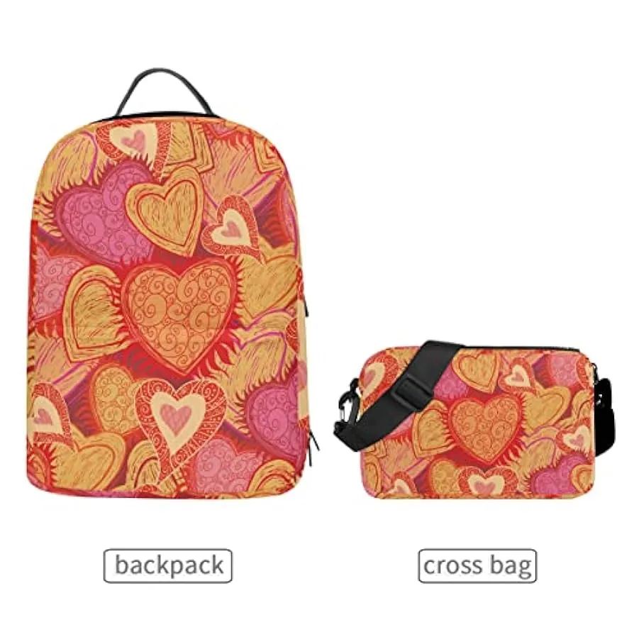 ZANHUGMI Zaino da trekking con cuore romantico con borsa a croce staccabile 178671192